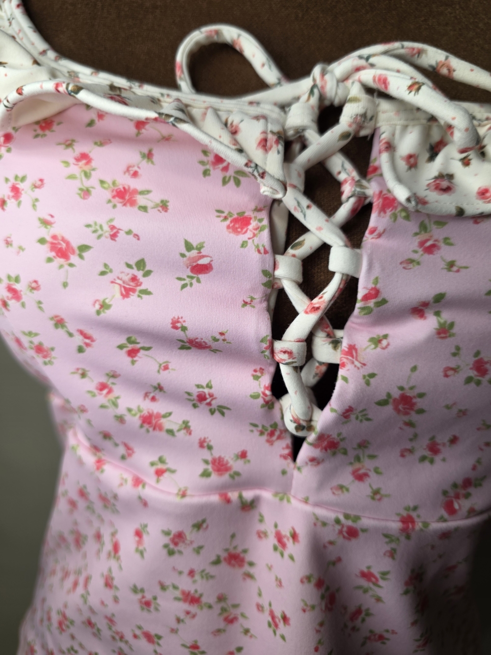 NWT Blogilates Pink Floral Lace-Up Active Tank Top - Picture 3 of 8